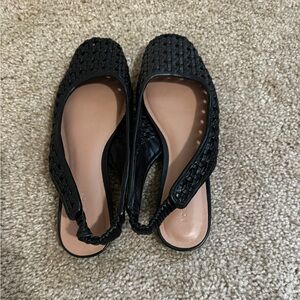 Nordstrom Black Woven Slingback Flats